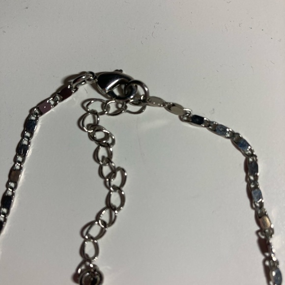 Silver and blue floral statement jewelry, necklace and earrings set, maximalist - Picture 6 of 8